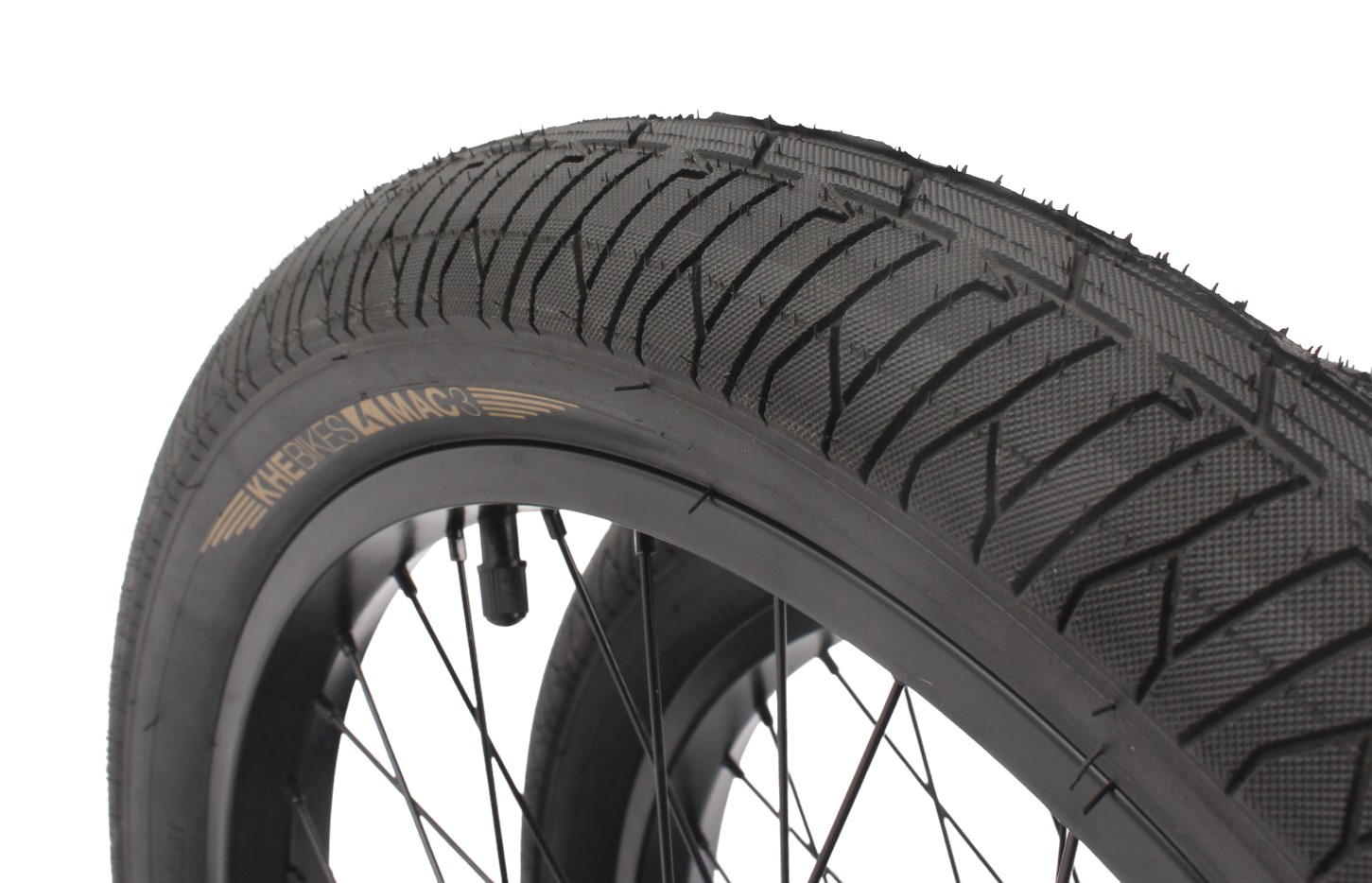 BMX wheelset including tires KHE MAC3 20 inch 14mm / 10mm F/R