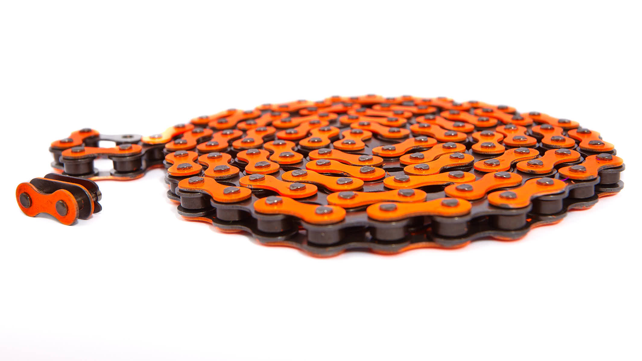 Fahrradkette mit 112 Gliedern und Kettenschloss in Orange