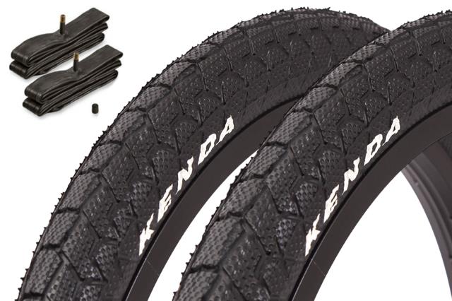 BMX tire set KENDA 20 inch x 1.95 inch black + AV inner tube