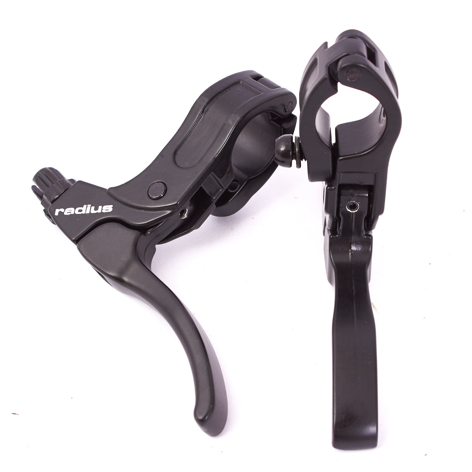 Schwarze BMX Bremshebel von unten und der seitlich mit Klappscharnier