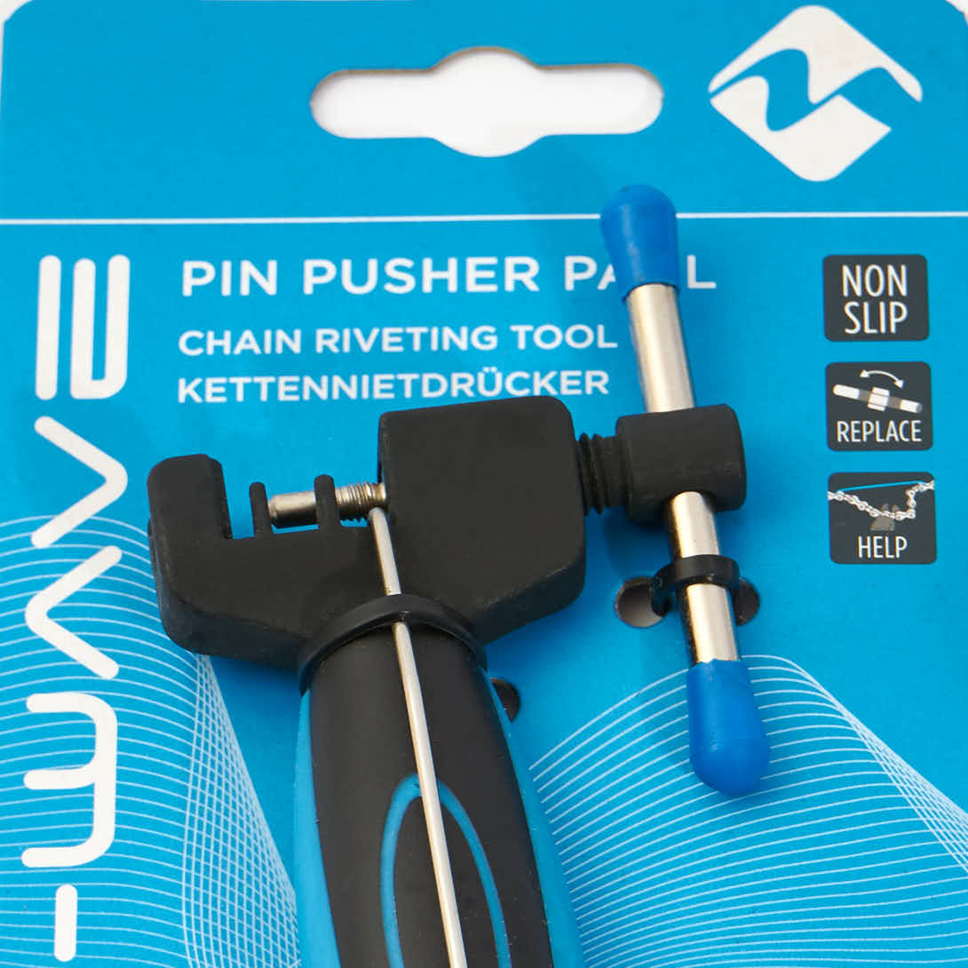 Kettennietdrücker in Schwarz, Blau mit Gummi Griff in Verpackung