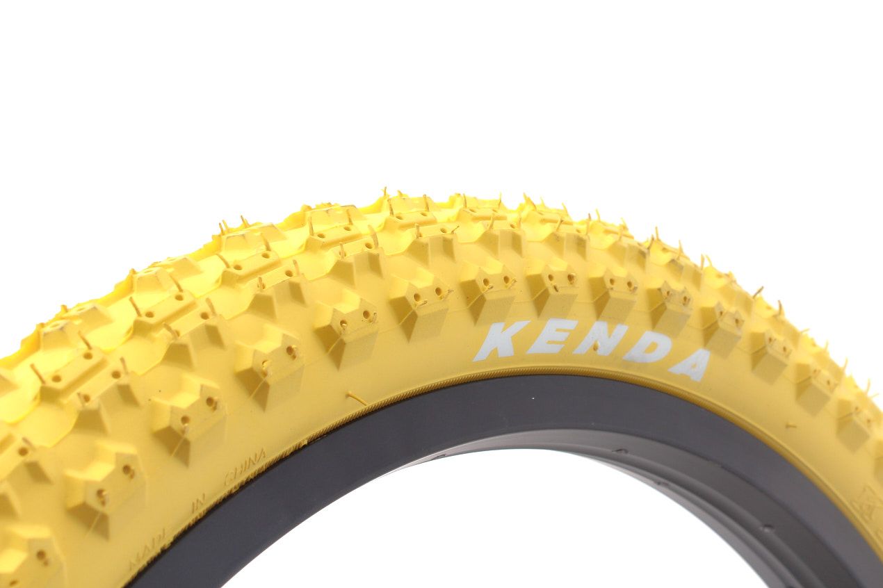 BMX tire set KENDA 20 inch x 2.25 inch yellow + AV inner tube