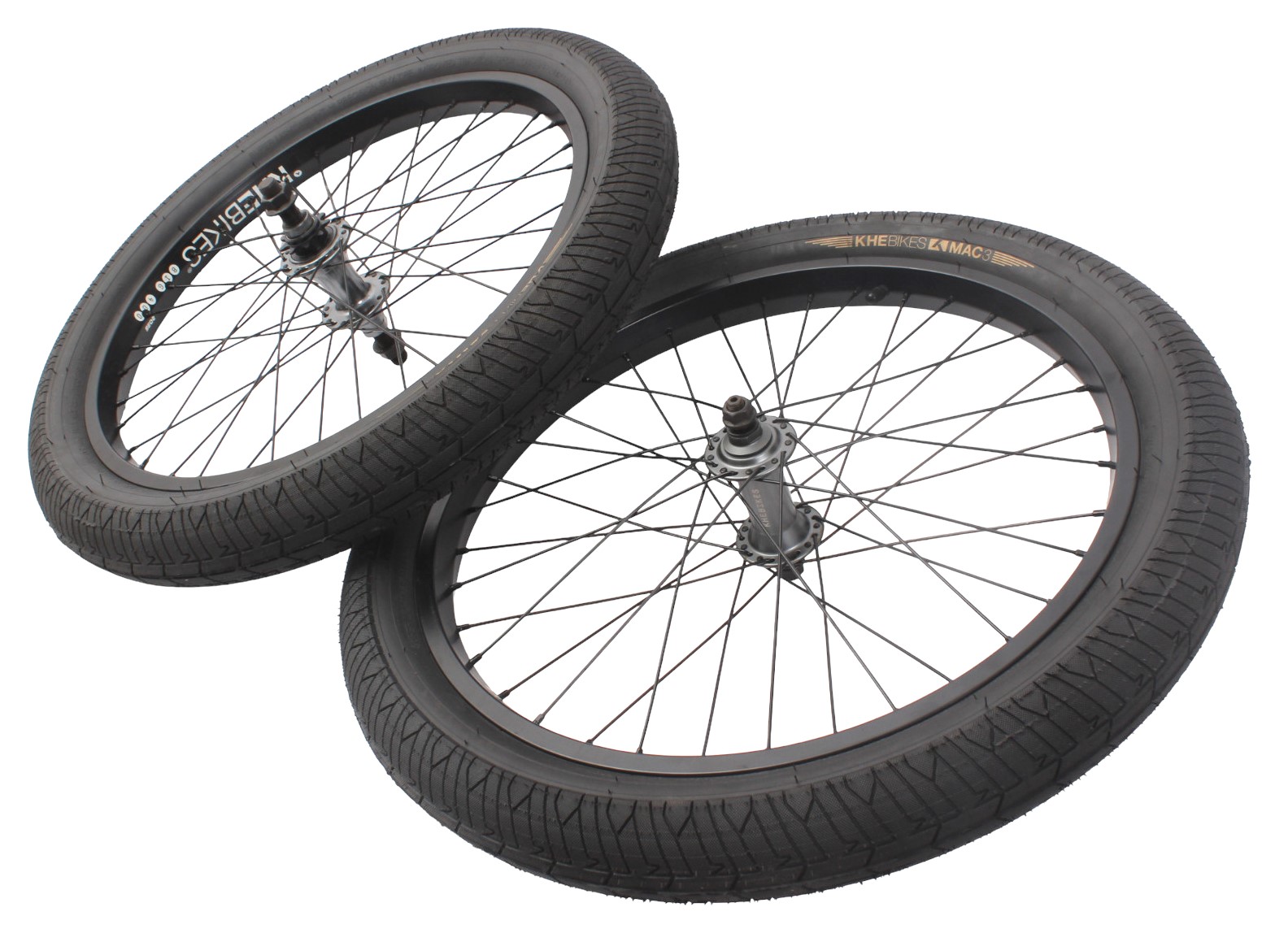 BMX wheelset including tires KHE MAC3 20 inch 14mm / 10mm F/R