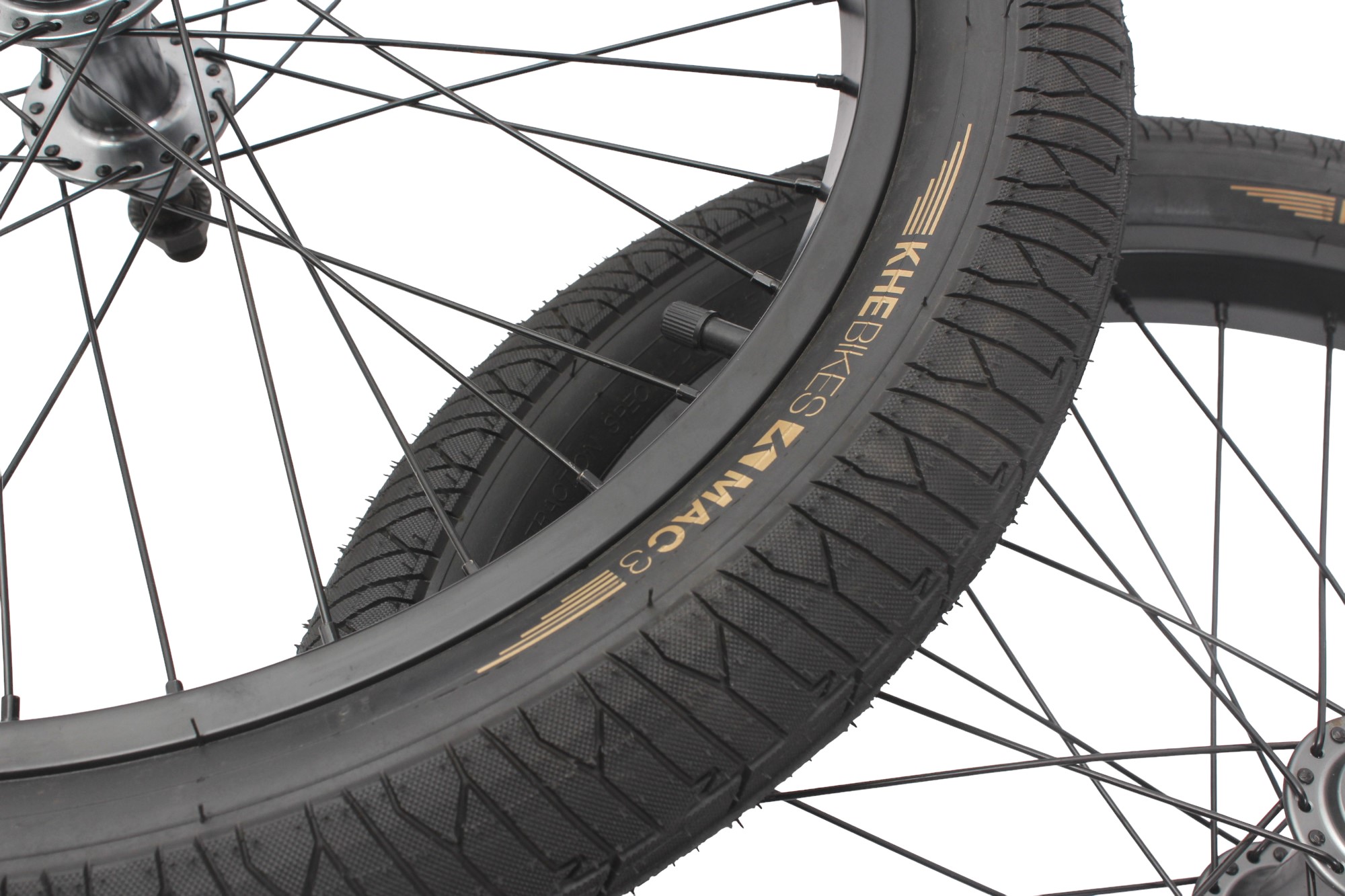 BMX wheelset including tires KHE MAC3 20 inch 14mm / 10mm F/R