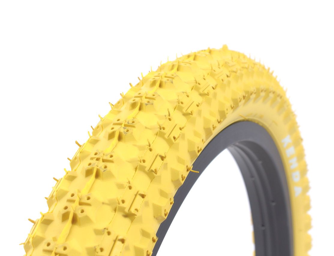 BMX tire set KENDA 20 inch x 2.25 inch yellow + AV inner tube
