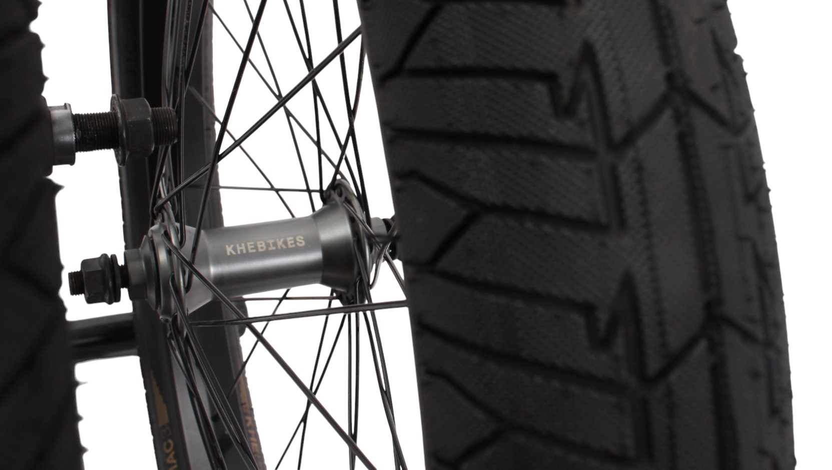 BMX wheelset including tires KHE MAC3 20 inch 14mm / 10mm F/R