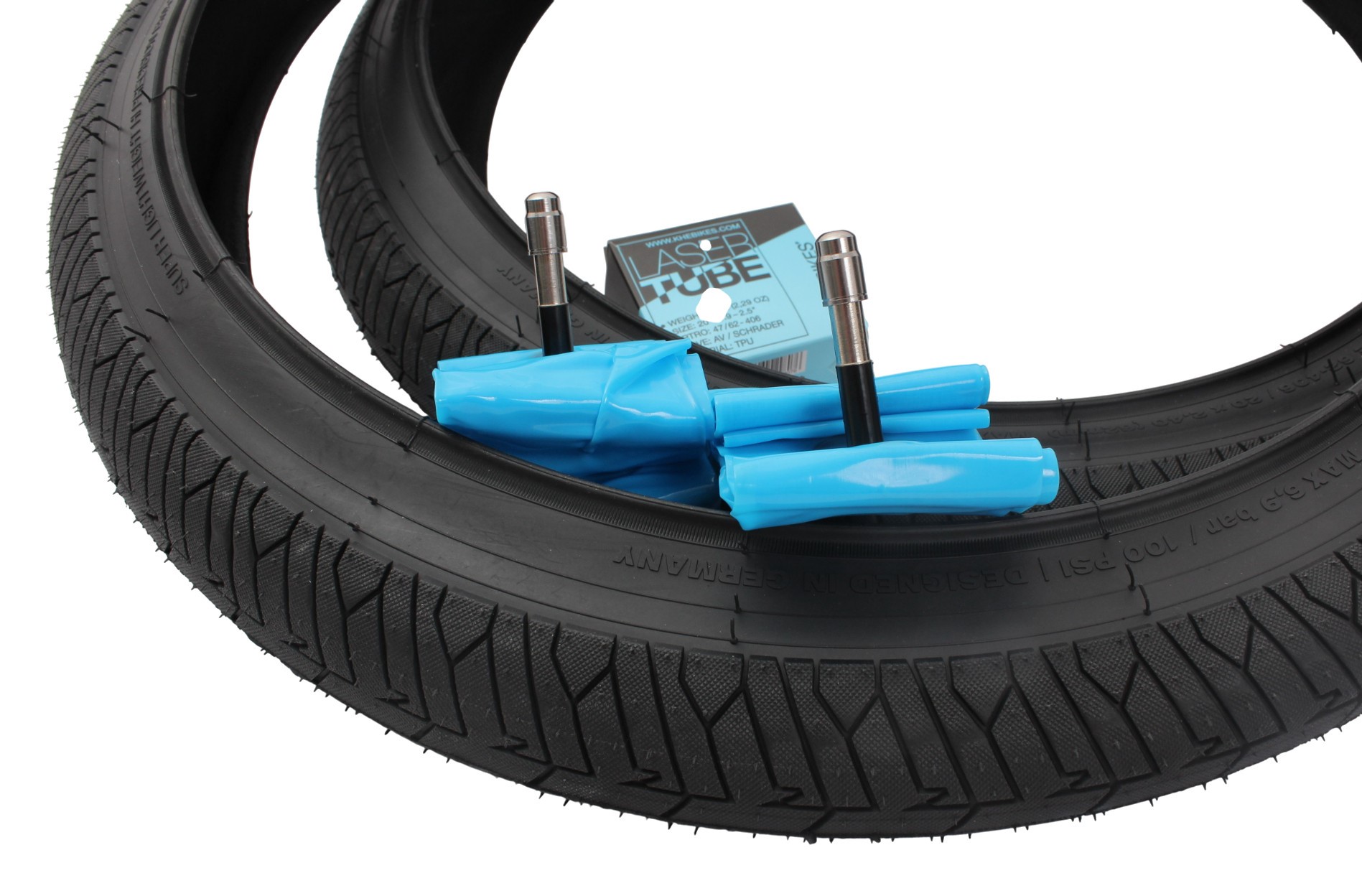 BMX tires 2x MAC3 + 2x KHE LASER tube