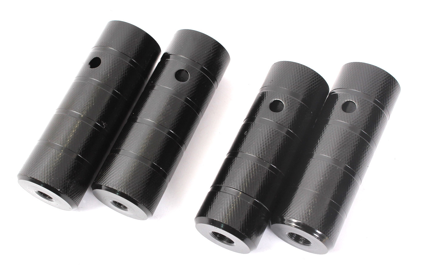 Ansicht von vorne BMX Peg Set schwarz für 14mm hinten und 10mm hinten