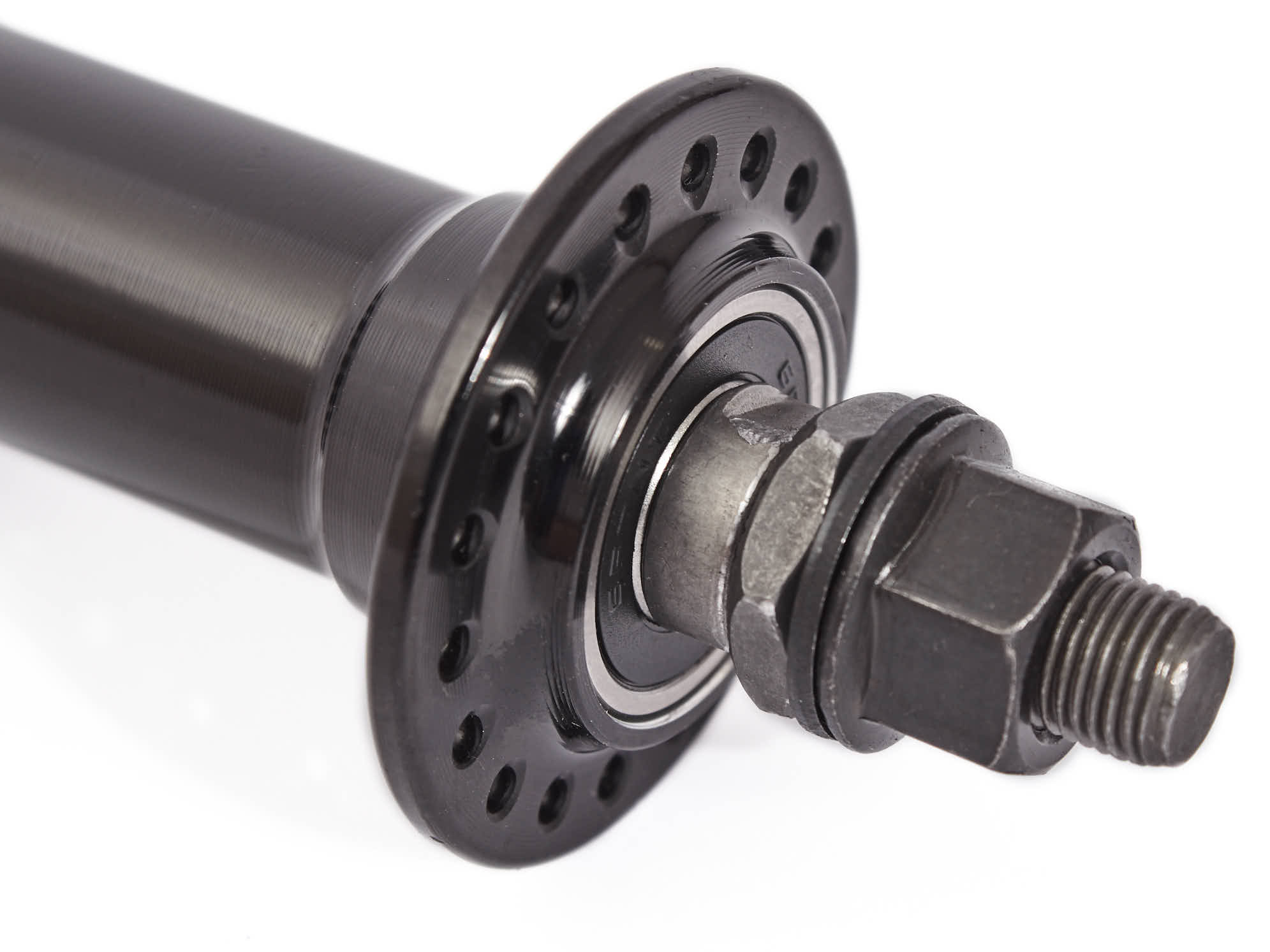 Schwarze BMX Nabe für Vorderrad mit 36 Speichenlöcher