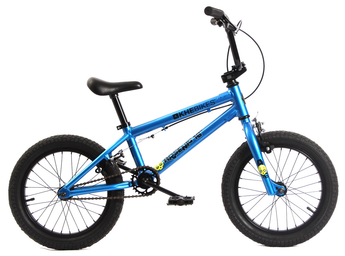 glänzend blaues BMX Rad Kinder seitenansicht leichtes Aluminium