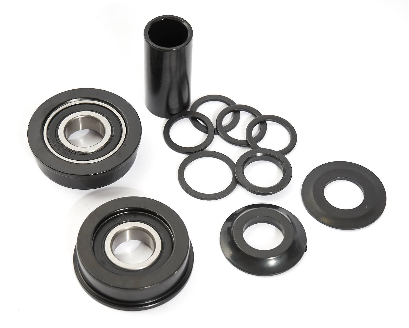 Sealed Bearind (S/B) US BB Tretlager mit Unterlegscheiben und Kettenblattadapter für 19mm Achse in Schwarz
