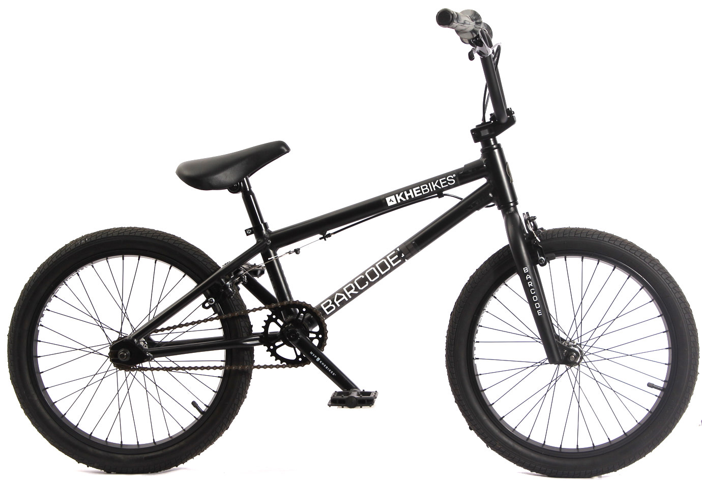 Seitenansicht BMX Rad Barcode schwarz leicht Aluminium